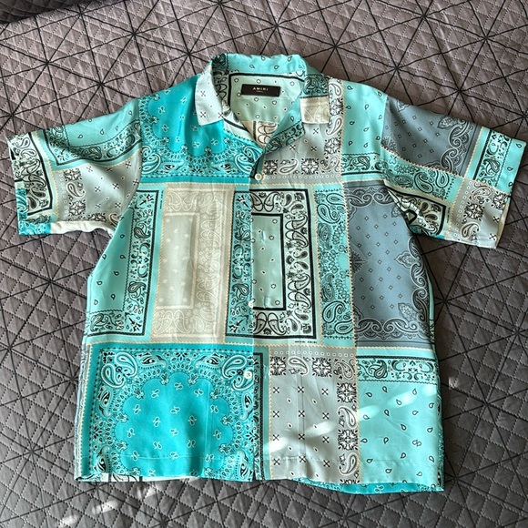 Amiri Bandana pink silk shirt